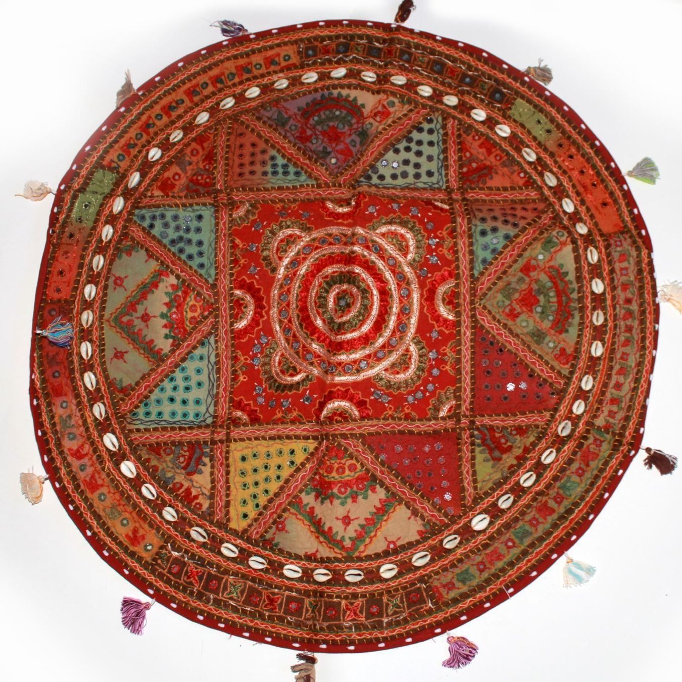 Tappeti: Patchwork Teppich Tischdecke 90cm rund Rot Braun Tischläufer – Nuovo e nell'imballaggio originale da Bad Salzdetfurth venduto da Weltenbummler-Shop 1