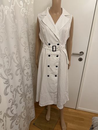 Kleid Streifen weiss schwarz Grösse XL mit Gurt neu