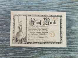 Deutschland Notgeld, Detmold 5 Mark 1918 !!!!!