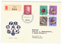 Lettre de Bern cachet S340 pour Genève le 20.V.53