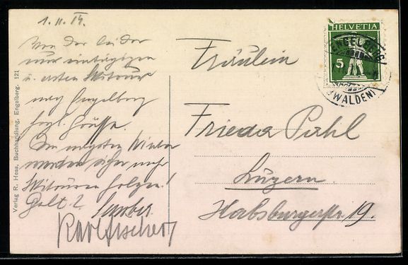 Cartoline postali: Engelberg, Teilansicht mit Hahnen und Sp – Usato da Berlin venduto da bartko-reher 1