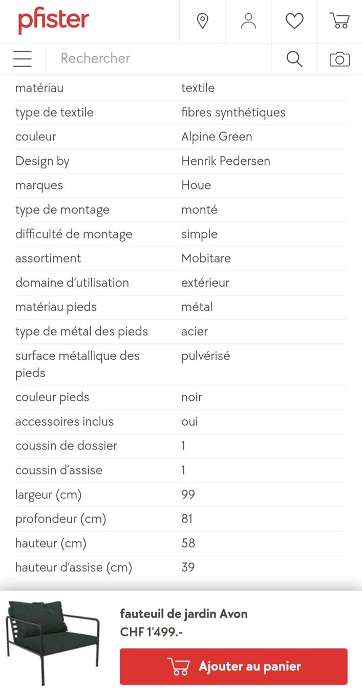 Pfister Fauteuils: Lounge extérieur Houe Pfister – D'occasion à Nyon par smoret2 4