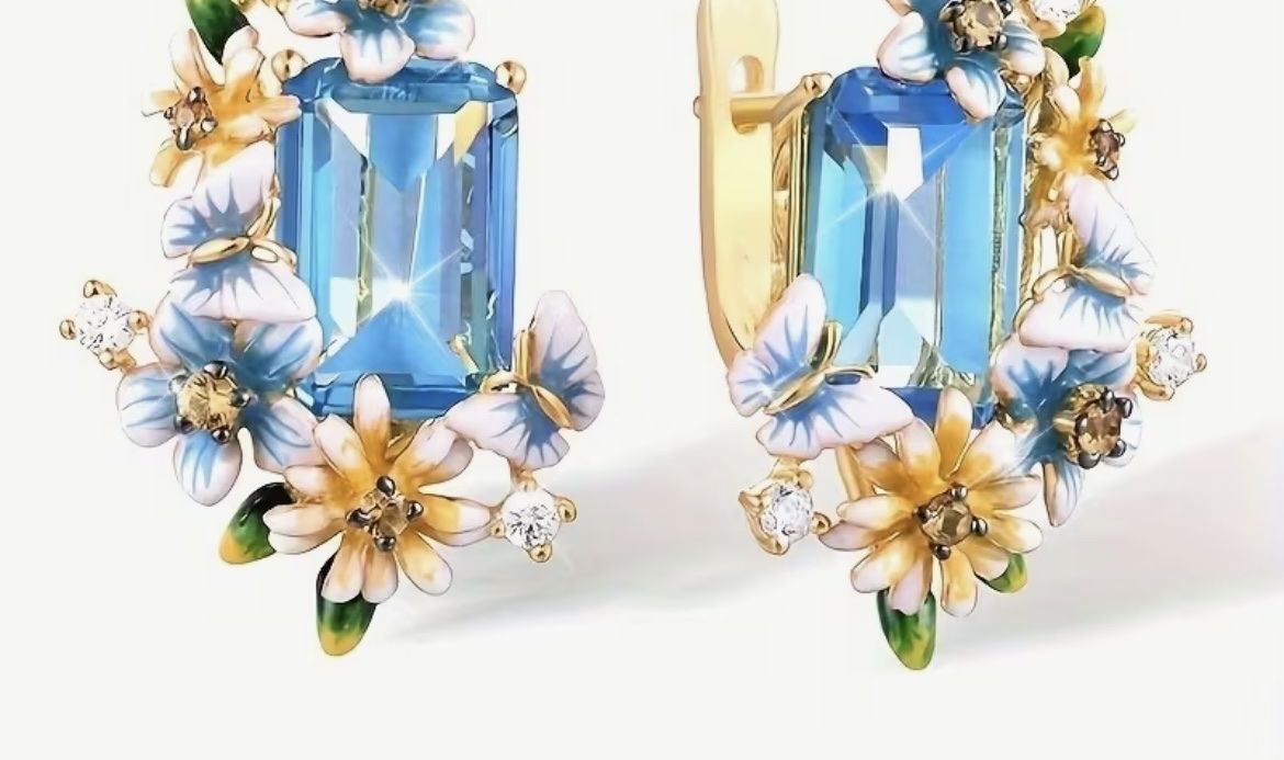 Orecchini pendenti & Orecchini a lobo: *Traumhafte Ohrringe mit blauem Stein und Blumen Dekor – Nuovo e nell'imballaggio originale da Saanen venduto da SoniaMichaela 3