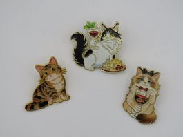 Set mit 3 süssen KATZEN - Pins - Neu - der Hingucker
