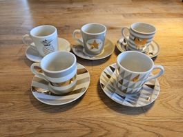 Espressotassen Set 5tlg mit Untertassen guter Zustand 