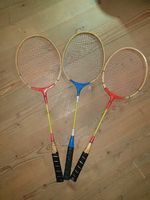 Oldscool Tennis Schläger 3 stk inkl Federball