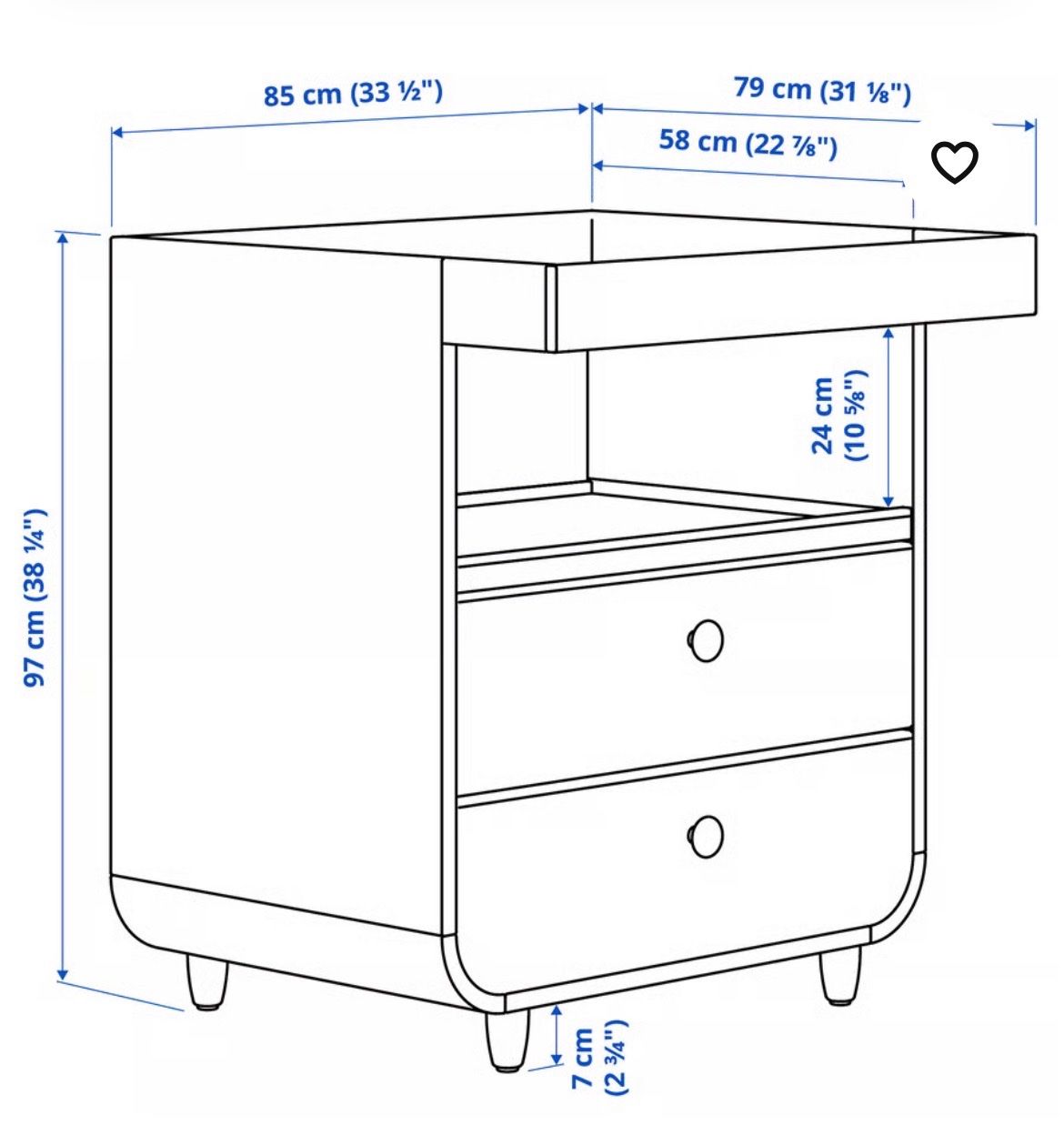 Ikea Fasciatoi & Accessori: MYLLRA Wickeltisch mit Schubladen, weiß – Usato da Zürich venduto da chr_j2vm 2