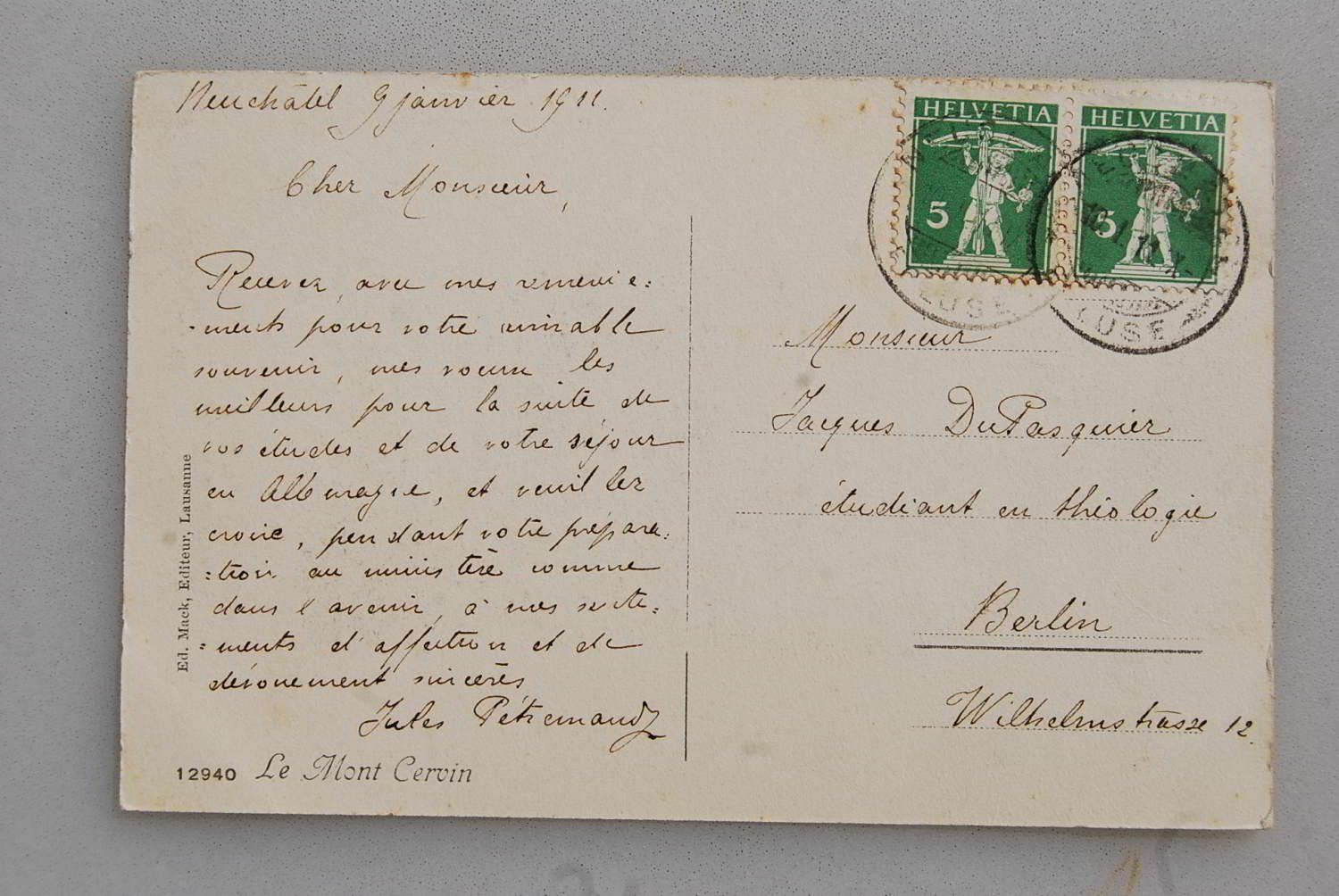 Ansichtskarten: AK Le Mont Cervin 1911 – Gebraucht aus Rüfenacht BE von Toro06 1