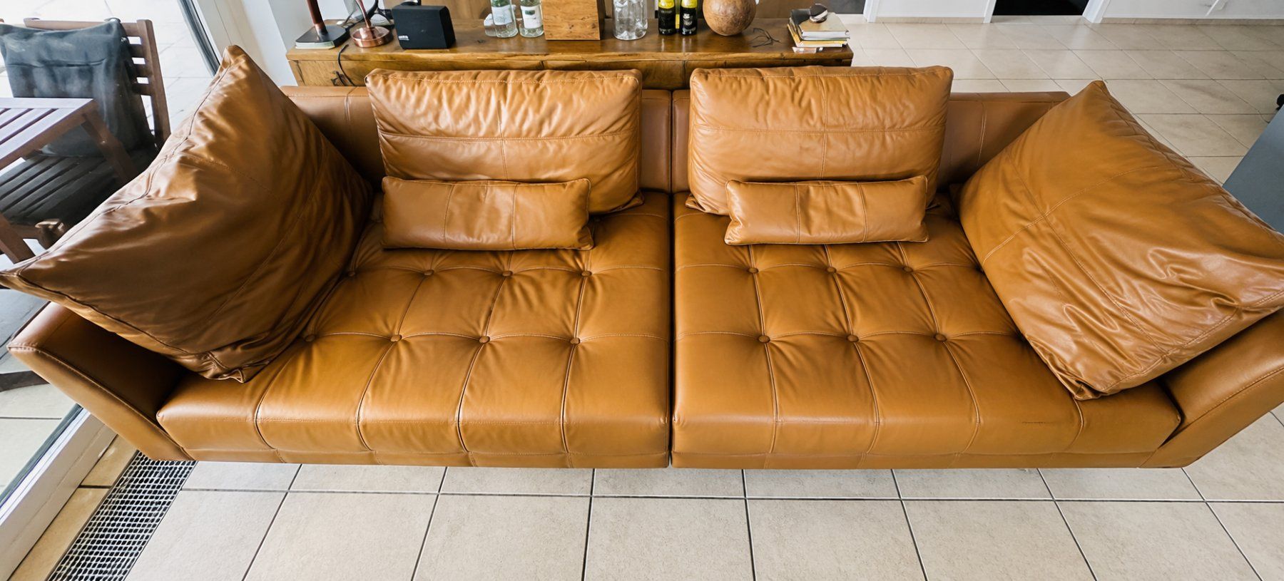 Divani: Exklusives Bigsofa - Echtleder inkl. passendem Polsterhocker – Usato da Hergiswil NW venduto da Cotswold 2