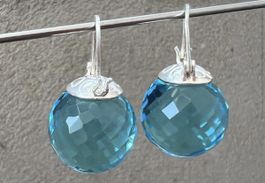 Silberohrringe mit Aquamarinquarz