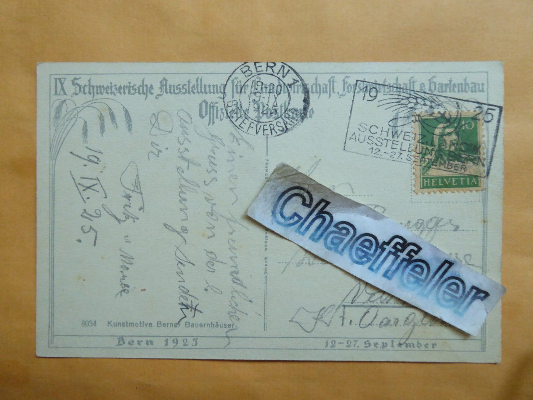 Cartoline postali: 1925 " Berner Speicher " – Usato da Zürich venduto da Chaeffeler 1