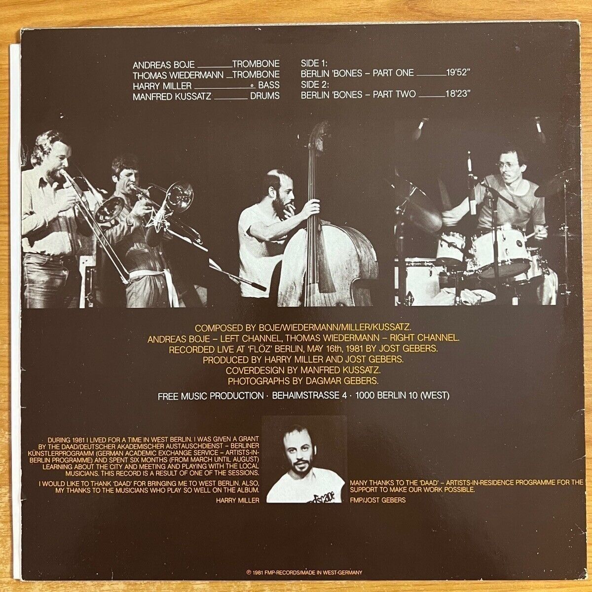 Vinyles: Andreas Boje, Thomas Wiedermann...-Berlin 'Bones / 1.D 1981 – D'occasion à Gais par soundcave57 1