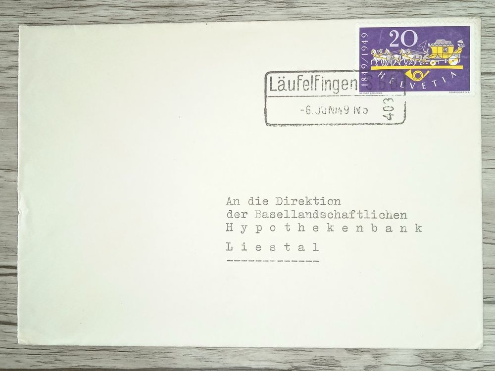 TR105 Enveloppe Suisse + Timbre 1949 (Gebraucht) in Cousset für CHF 0. ...