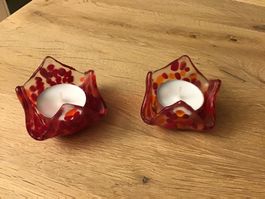 Glas Teelichter rot 2Stück