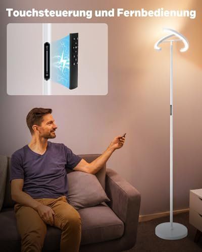Lampadari & plafoniere: Stehlampe Wohnzimmer LED Dimmbar 1300LM Deckenfluter Touch – Nuovo e nell'imballaggio originale da Hundwil venduto da pak_7zvn 4