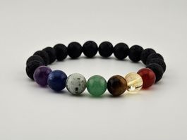 Chakra-Armband Lavasteine mit Chakren Heilsteine/Natursteine