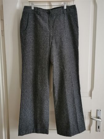 Vintage Wide Leg Hose, grau meliert, Gr. 42