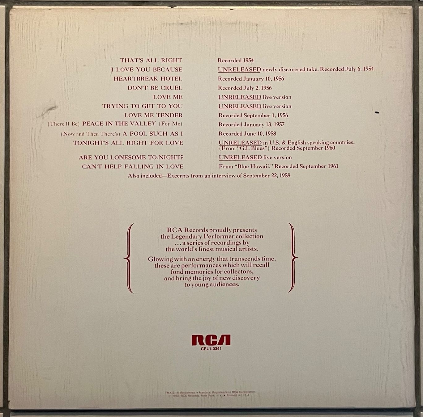 Dischi in vinile: ELVIS - A LEGENDARY PERFORMER - Volume 1 - 33 Tours – Usato da Bussigny venduto da vinyl-pas-cher 1
