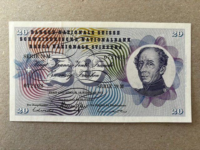 Banconote: 20-Franken-Note von 1971 – Usato da Zürich venduto da Lenine