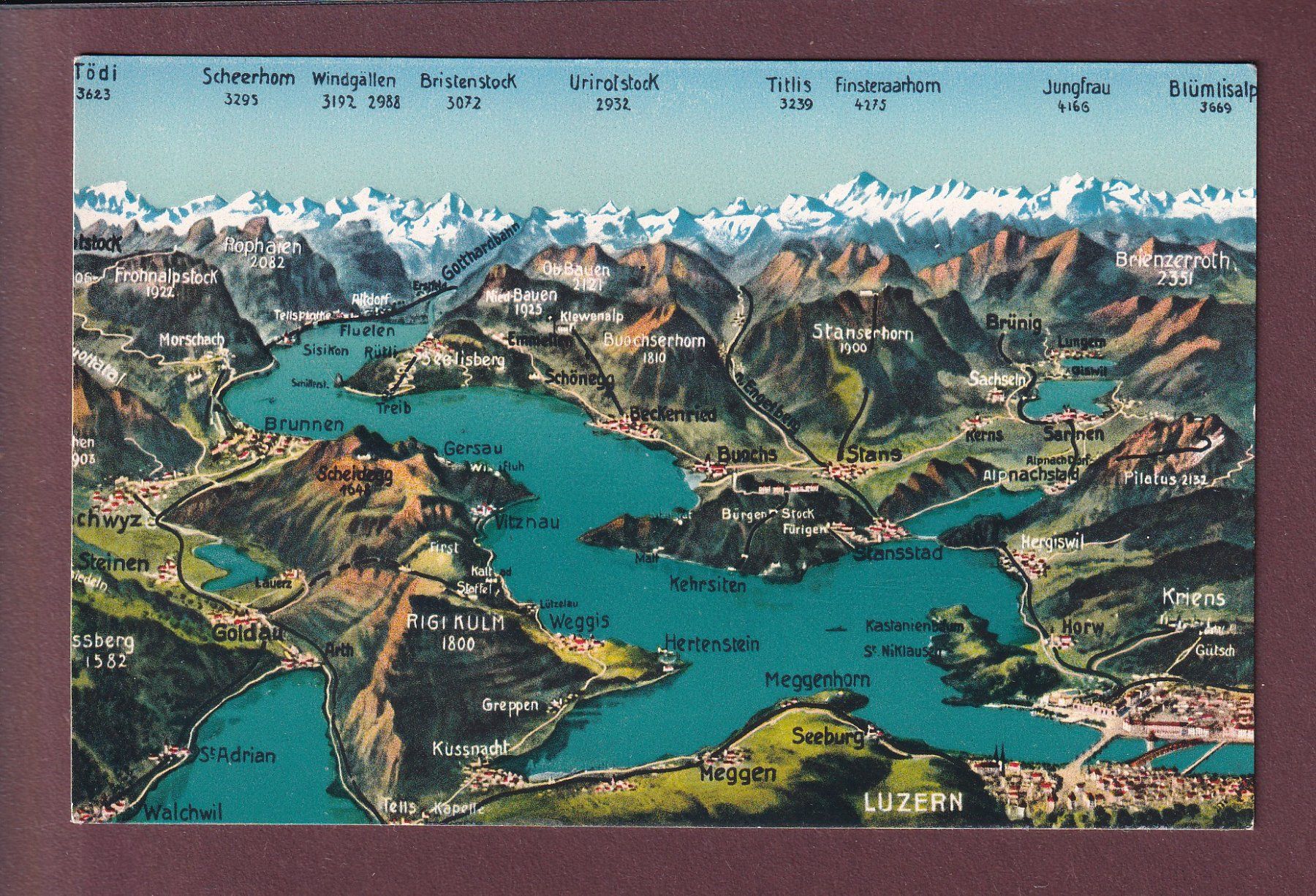 Cartoline postali: VIERWALDSTÄTTERSEE - Vogelschau – Usato da Pully venduto da nicecards