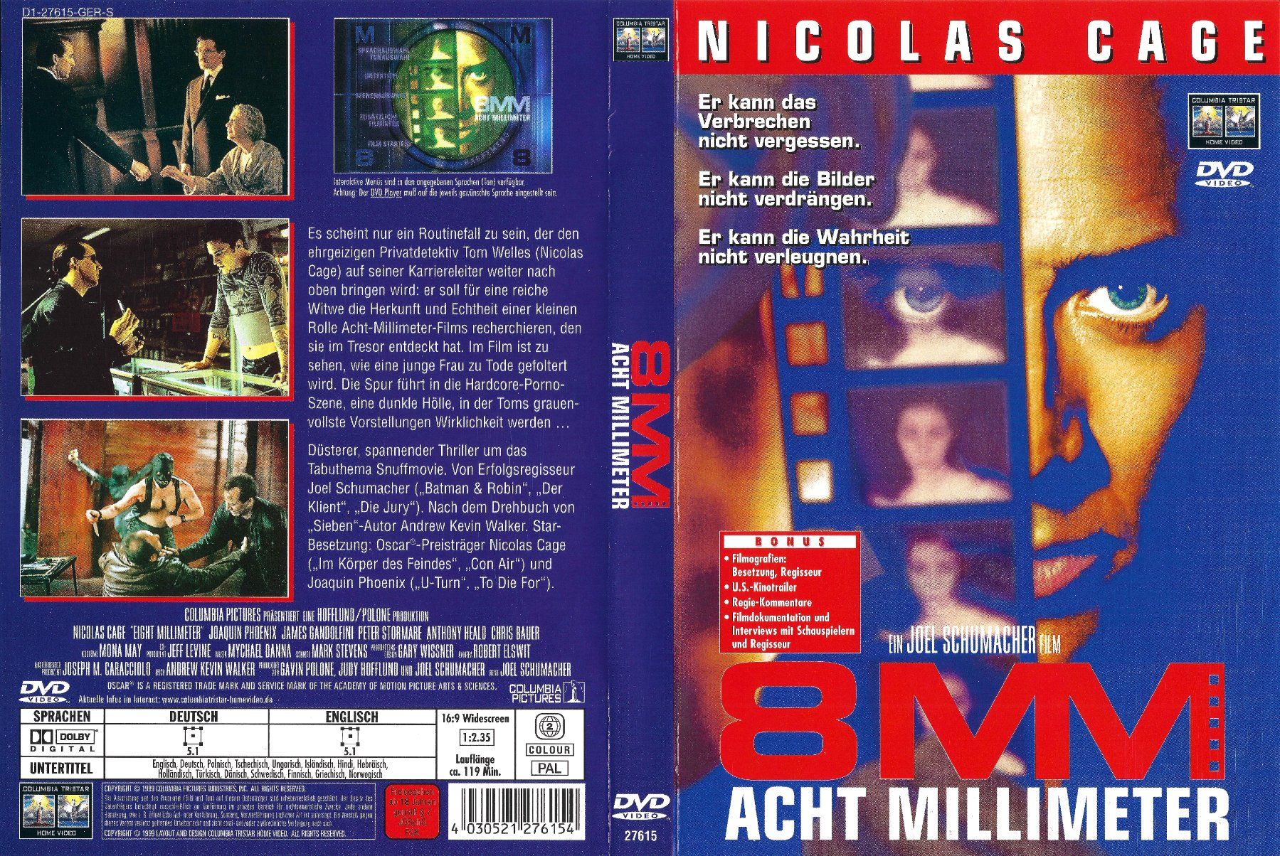 Tutti i DVDs: 8mm - Acht Millimeter – Usato da Zürich venduto da Cineasten
