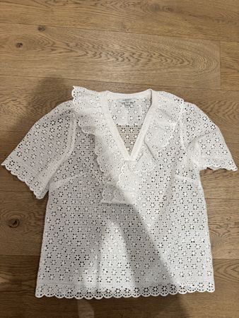 LK Bennett White Broderie Blouse - Size 40, Summer Top! (55)