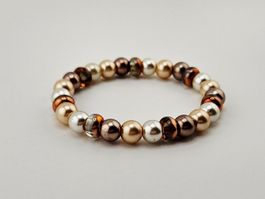 Damenarmband Acryl-Perlen in Braun Apricot und Creme