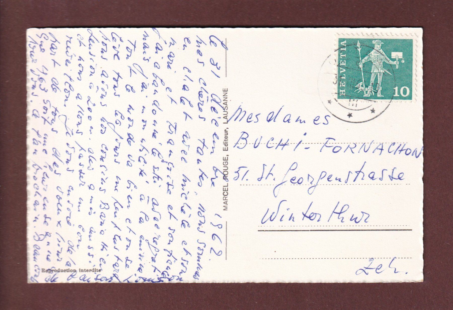 Cartoline postali: CHÂTEAU D'OEX - 1962 – Usato da Pully venduto da nicecards 1
