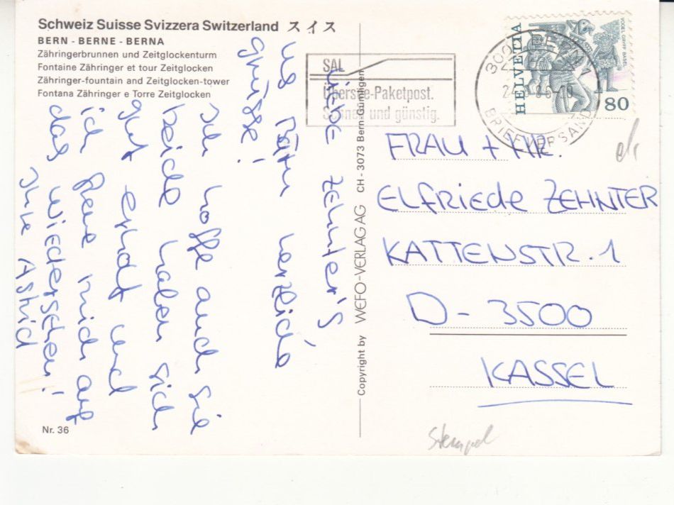 Ansichtskarten: Bern 1986 – Gebraucht aus Bürglen TG von StampGraf 1