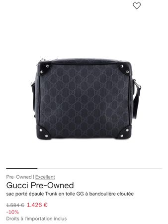 Sac bandoulière Gucci toile GG clouté noir