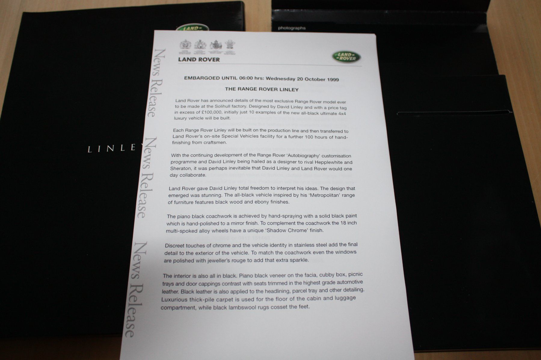 Land Rover Documenti: Range Rover Linley Pressemappe 10/1999 – Usato da Wikon venduto da erwin400 1