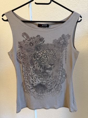 Top beige impression léopard/ strass Morgan, t.38/M
