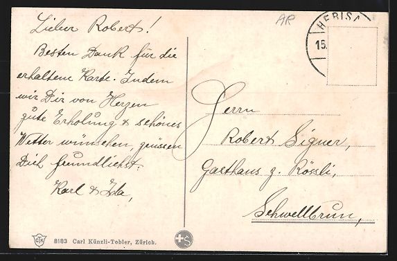 Cartes postales: Herisau, Ortsansicht mit Bahnhof und S – D'occasion à Berlin par bartko-reher 1