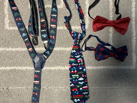 Hosenträge + 3 Krawatten Set für kleine Jungen, Top