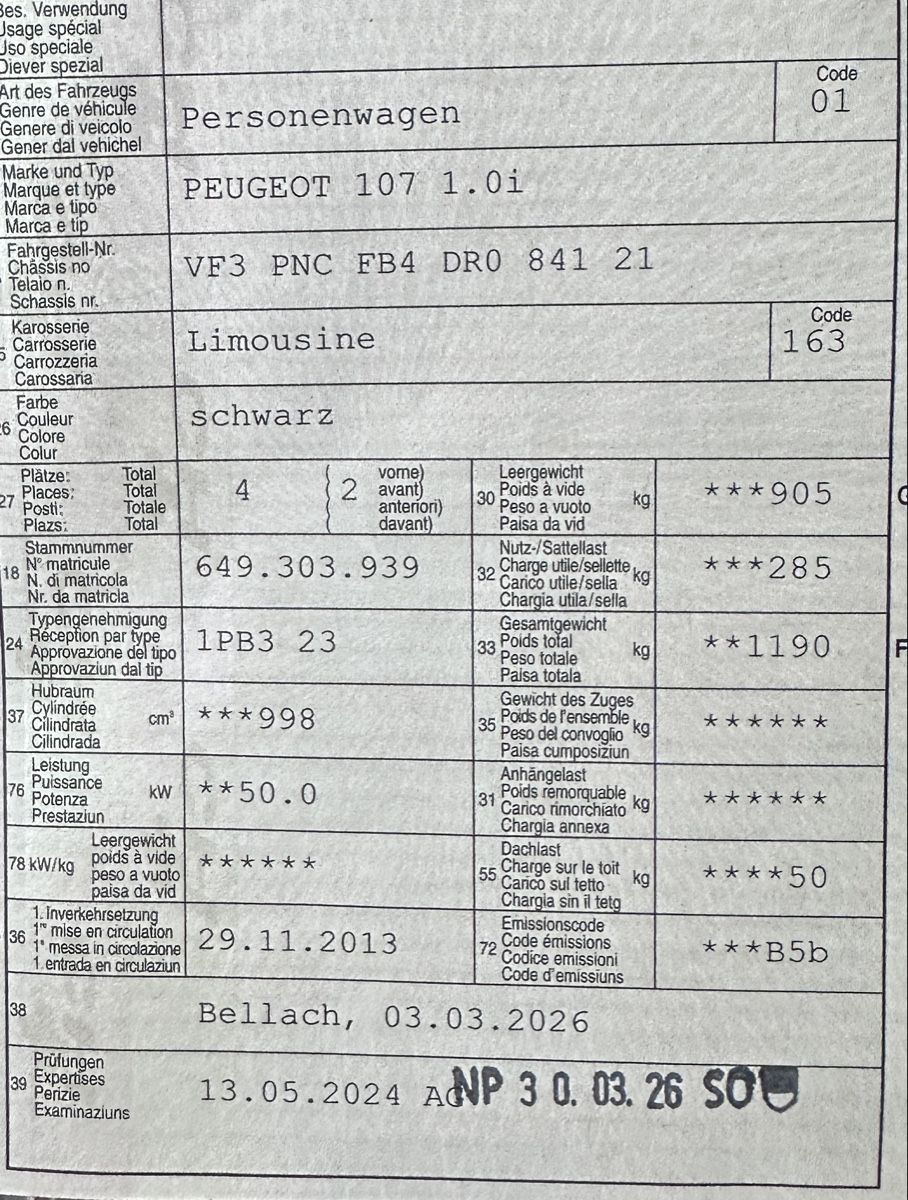 Peugeot Autos: Peugeot 107 37.000km – Gebraucht aus Zuchwil von dor_m2xk 7