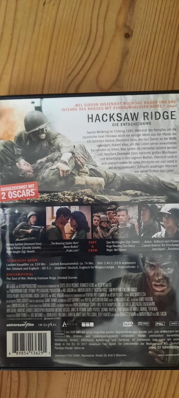 Tutti i DVDs: Hacksaw Ridge DVD Deutsch neuwertig – Usato da Konolfingen venduto da the_5fqm 1