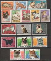Lot de timbres thématique chats