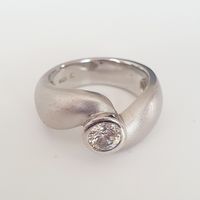 Solitär-Spannring ,Ring Silber 925 mit Stein Gr.17,6 mm