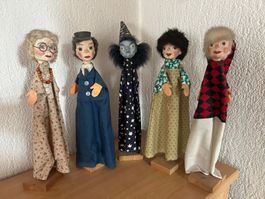 Handgefertigte Handpuppen 5er Set Vintage guter Zustand