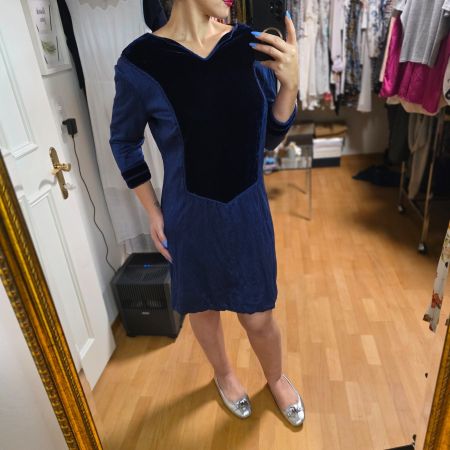 Elegantes blaues Kleid Gr. 38/40 Unikat