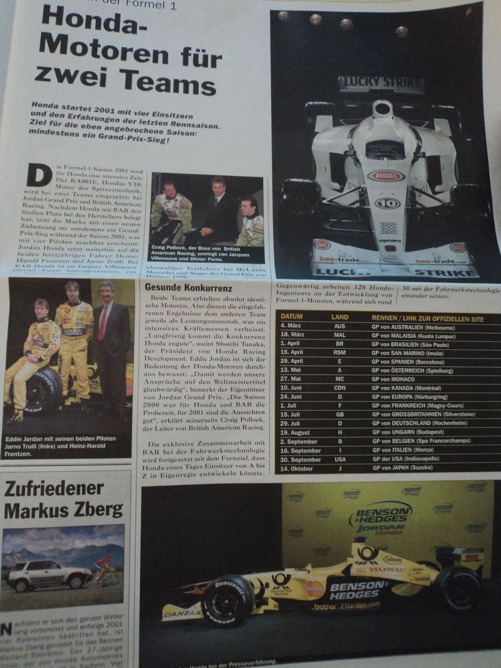 Honda Documenti: Prospekt Zeitung Honda Challenge 2001 – Usato da Schwarzenburg venduto da modelCARama 4