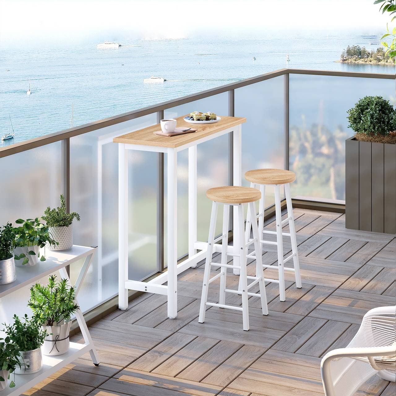 Tavoli: Bartisch Esstisch Bistrotisch Stehtisch Eiche Hell Weiss – Nuovo e nell'imballaggio originale da Kreuzlingen venduto da DealBlitz 3