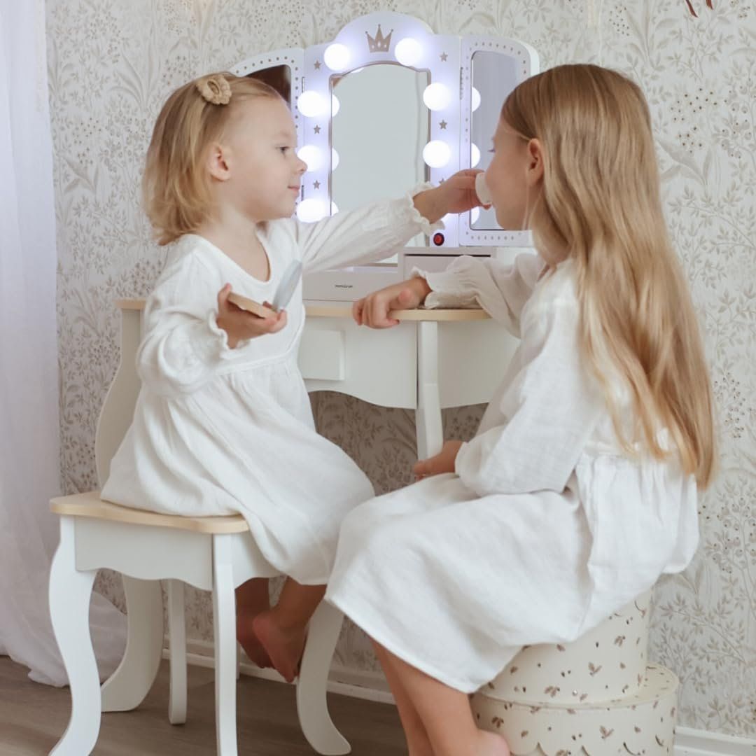 Schminktische: Kinder Schminktisch Holz mit Hocker & LED Spiegel – Neu und originalverpackt aus Dietikon von Abverkauf10 3