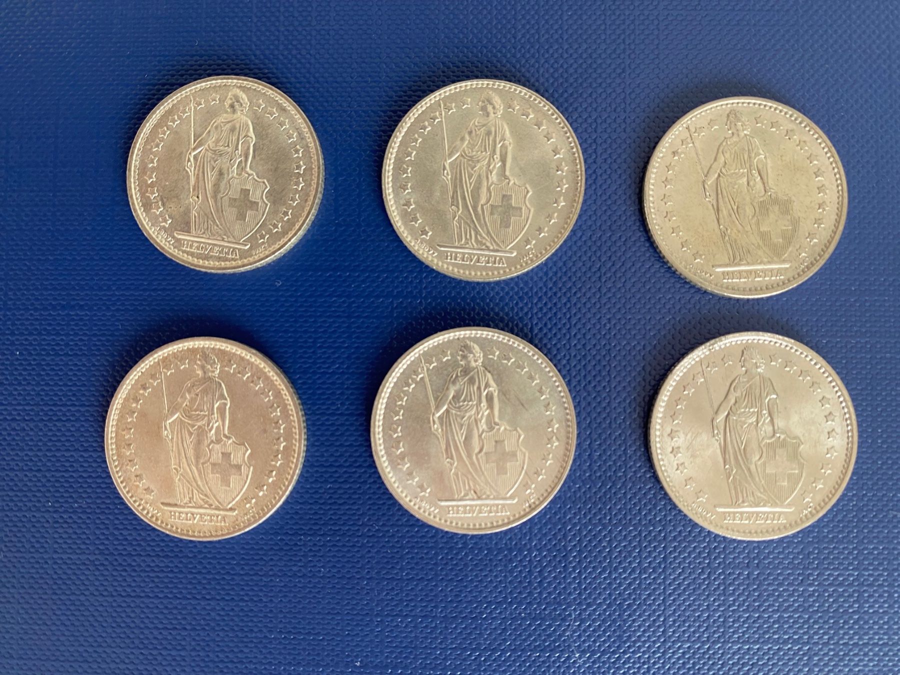 Tutti le monete: Silbermünzen Set, 6 Einfränkler 1965 – Usato da Rorschacherberg venduto da Mausklick1 1