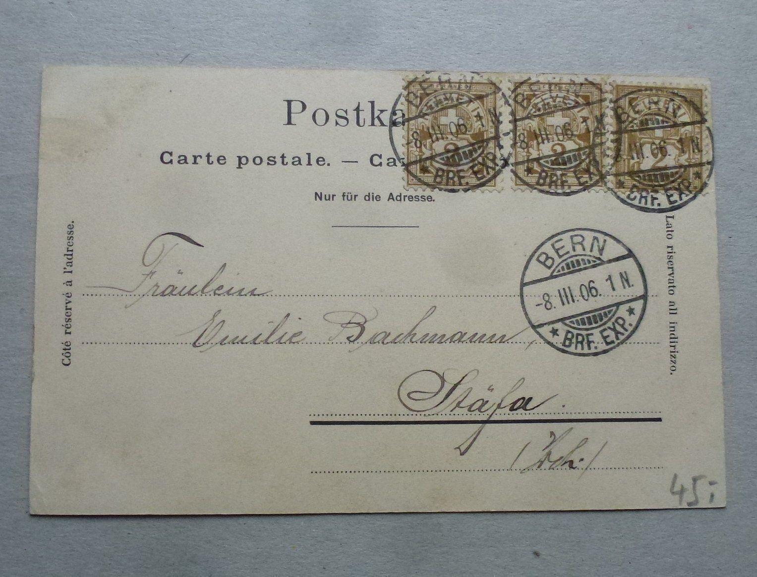 Cartoline postali: AK Bern Läuferbrunnen gestempelt 1906 – Usato da Walkringen venduto da Casablanca777 1
