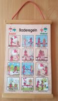 VINTAGE BADEREGELN-POSTER FÜR SAUNA-VITALBAD, HOLZRAHMEN
