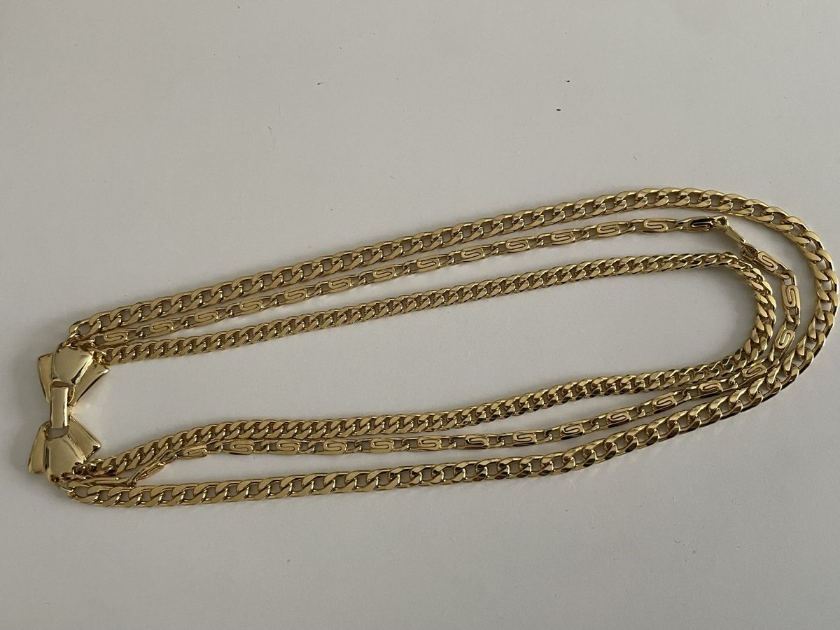 Catenine: Collier multi-chaînes plaquer or avec fermoir nœud 45 cm – Usato da Worben venduto da benit.drn 6