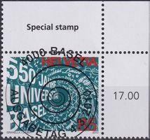 2010, Nr.1348 "Uni Basel" mit ET-Voll-Stempel +ECKTABS.