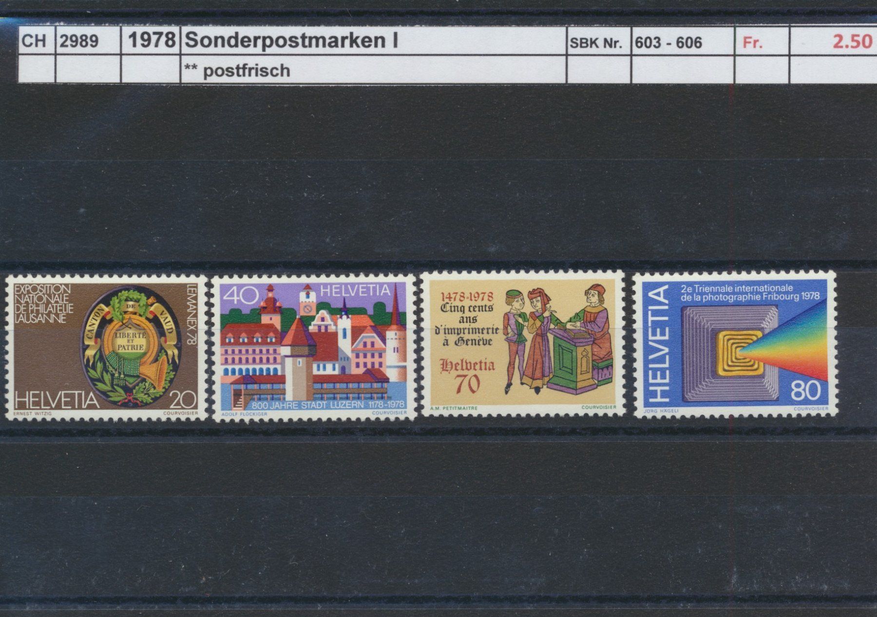 Alle Briefmarken: 1978 "Sonderpostmarken I", ** postfrisch – Neu (gemäss Beschreibung) aus Winterthur von Zupogeru