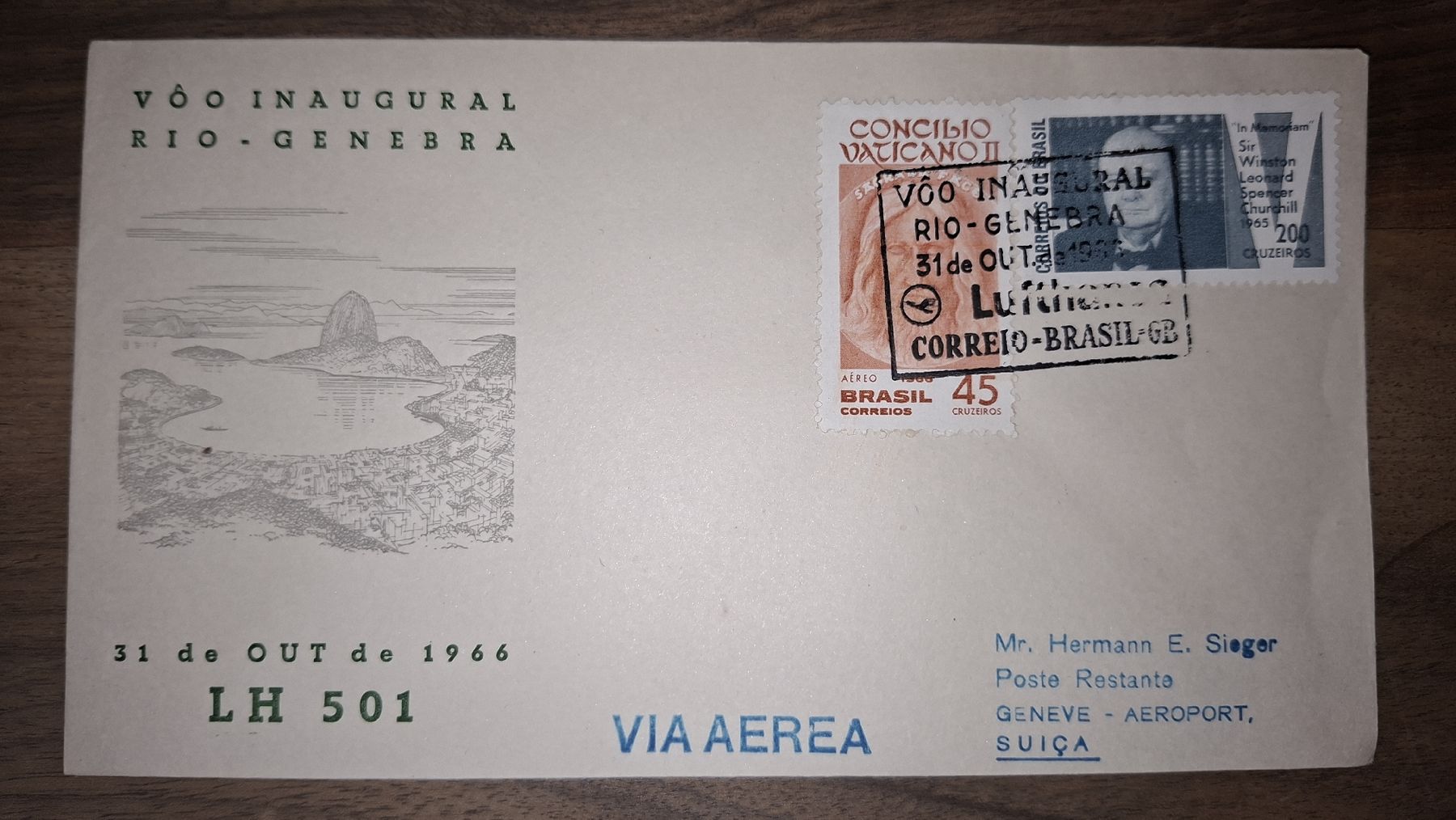Tutti i francobolli: Rio - Genebra 31.08.1966 – Usato da Balgach venduto da SIMEON27
